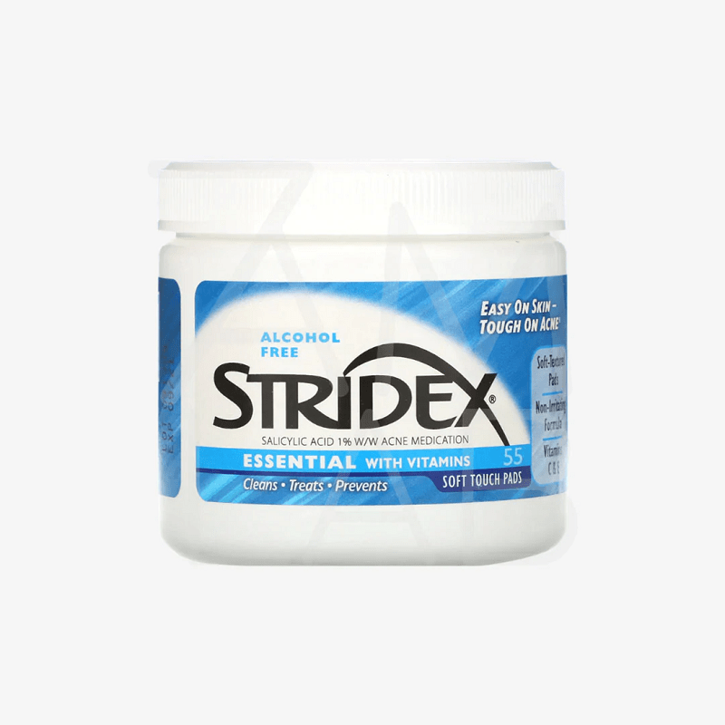 М’які анти-акне серветки з 1% саліцилової кислоти Stridex Essential Acne Treatment Pads 1% Salicylic Acid 55 шт