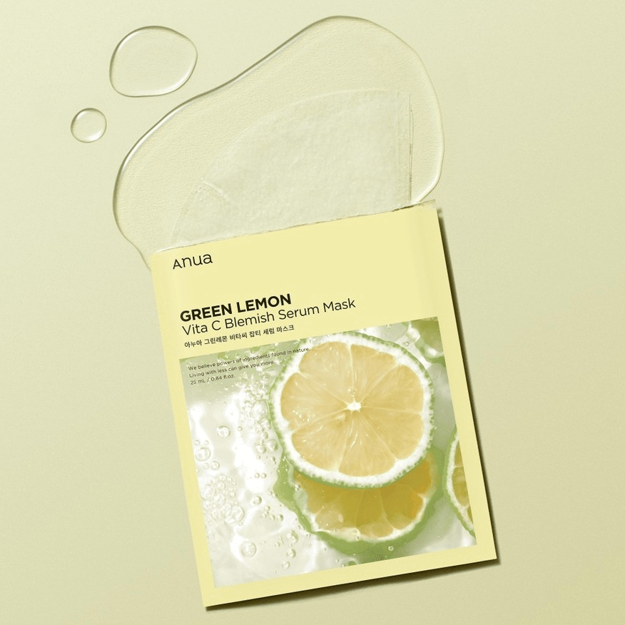 Листова маска з вітаміном С для рівного тону Anua Green Lemon Vita C Blemish Serum Mask