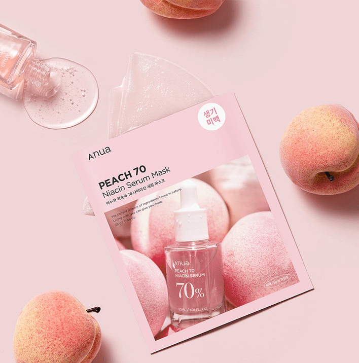 Листова маска з персиком і ніацинамідом для рівного тону Anua Peach 70 Niacin Serum Mask