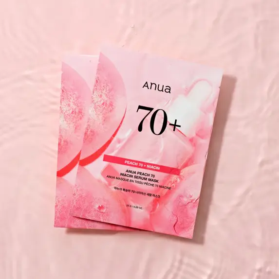 Листова маска з персиком і ніацинамідом для рівного тону Anua Peach 70 Niacin Serum Mask